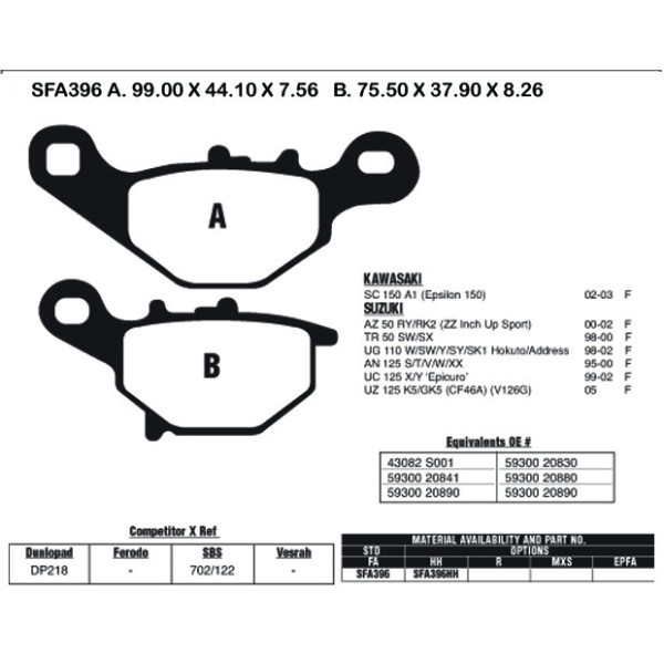 EBC EBC Brake Pads SFA396